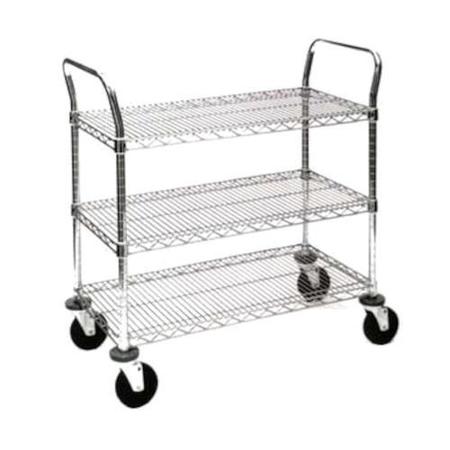 OLYMPIC 18 in x 36 in 3-Tier Chromate Finished Wire Cart J1836WC-3-SR